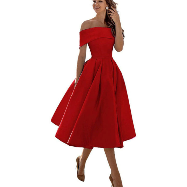 Alyssa | Women’s Off-Shoulder Flared Midi Dress