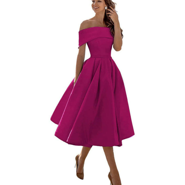 Alyssa | Women’s Off-Shoulder Flared Midi Dress