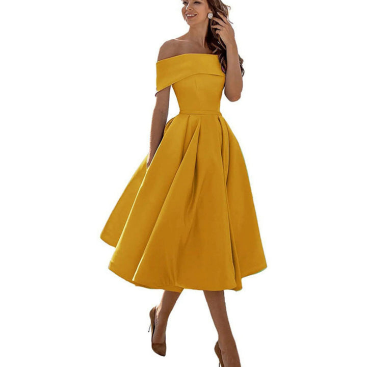 Alyssa | Women’s Off-Shoulder Flared Midi Dress