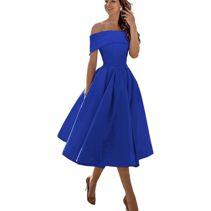 Alyssa | Women’s Off-Shoulder Flared Midi Dress