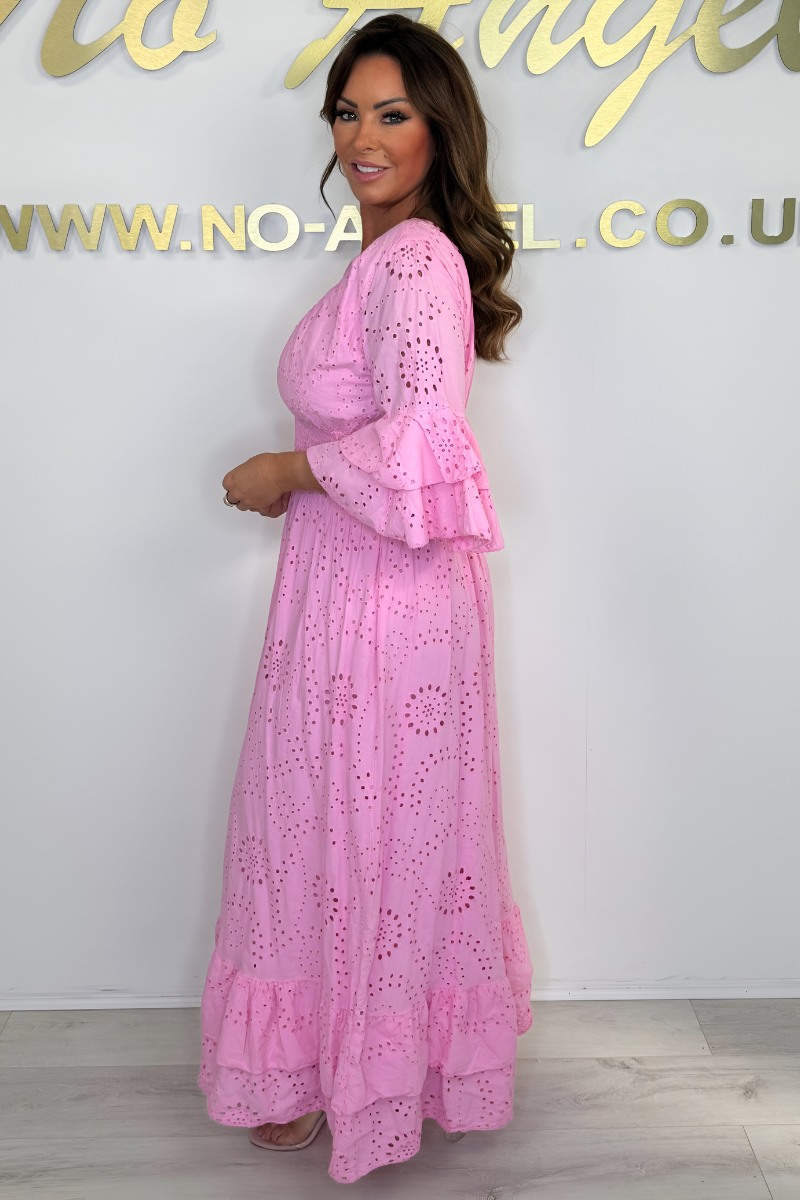Saleha | Women’s Elegant V Neck Muslin Dress