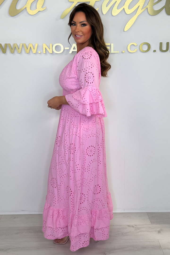 Saleha | Women’s Elegant V Neck Muslin Dress