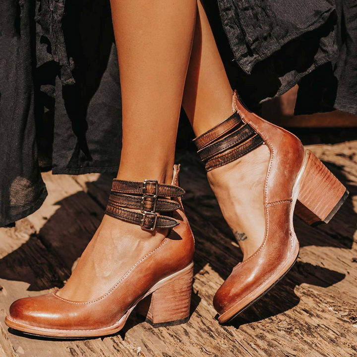 Hazel | Women's Triple-Ankle-Straps Heel Sandals