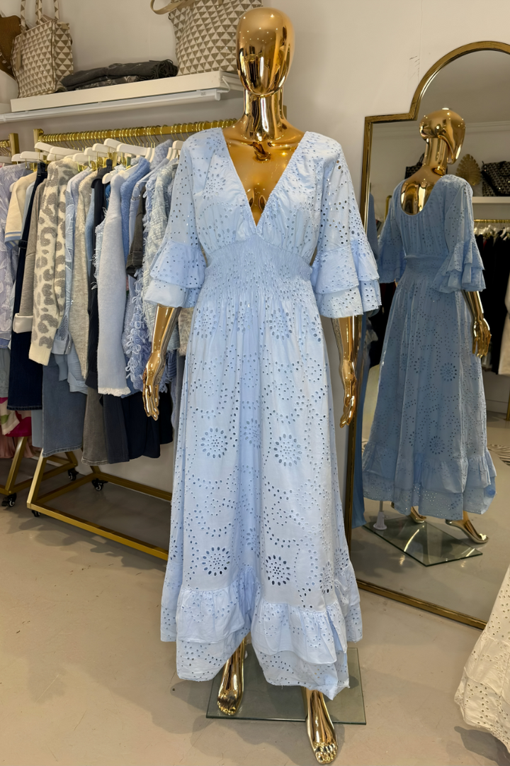 Saleha | Women’s Elegant V Neck Muslin Dress