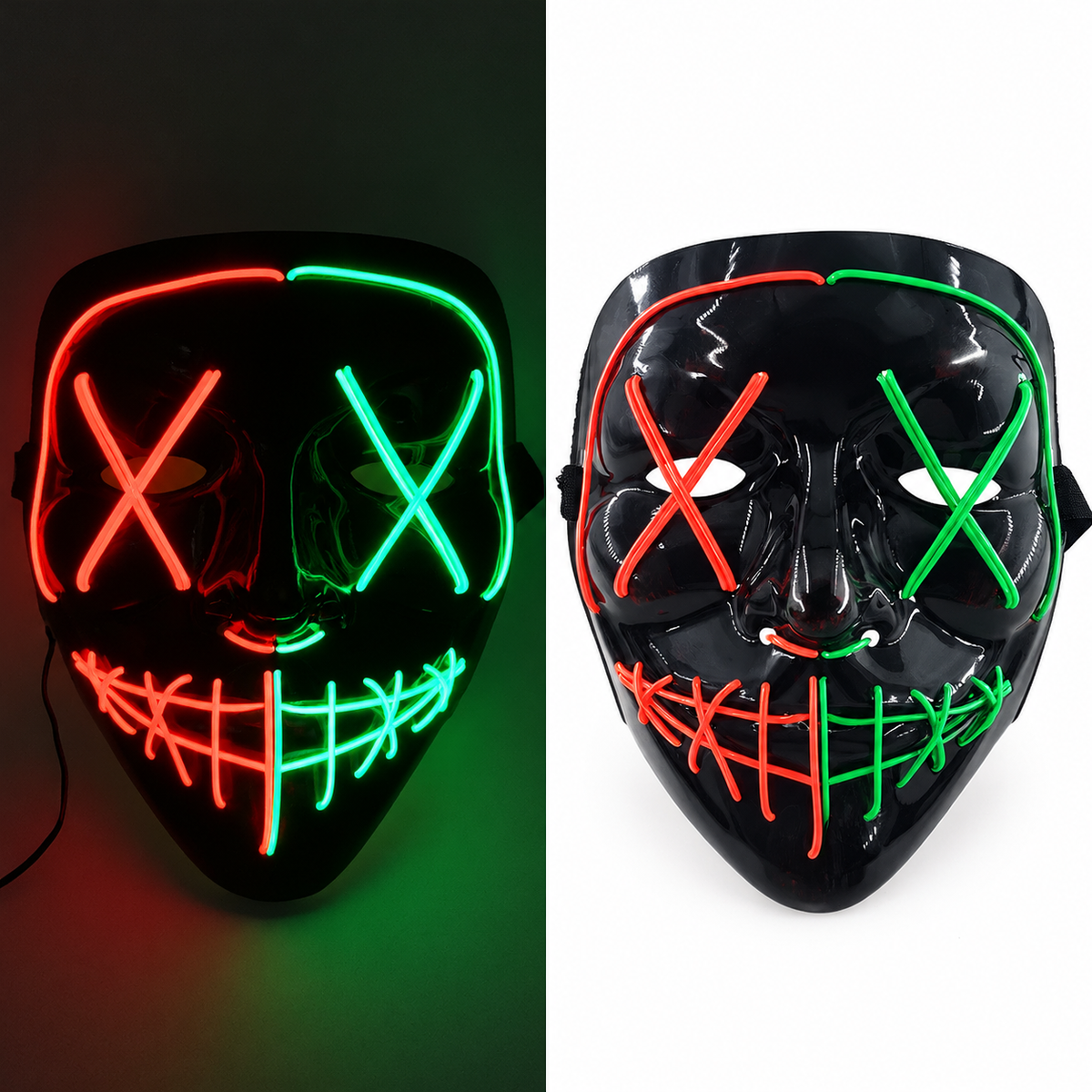 Jacob | Light-Up Halloween LED Purge Mask with Neon Glow