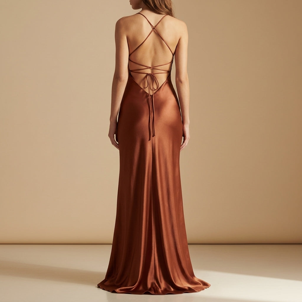 Isha | Women's Elegant Satin Evening Dress