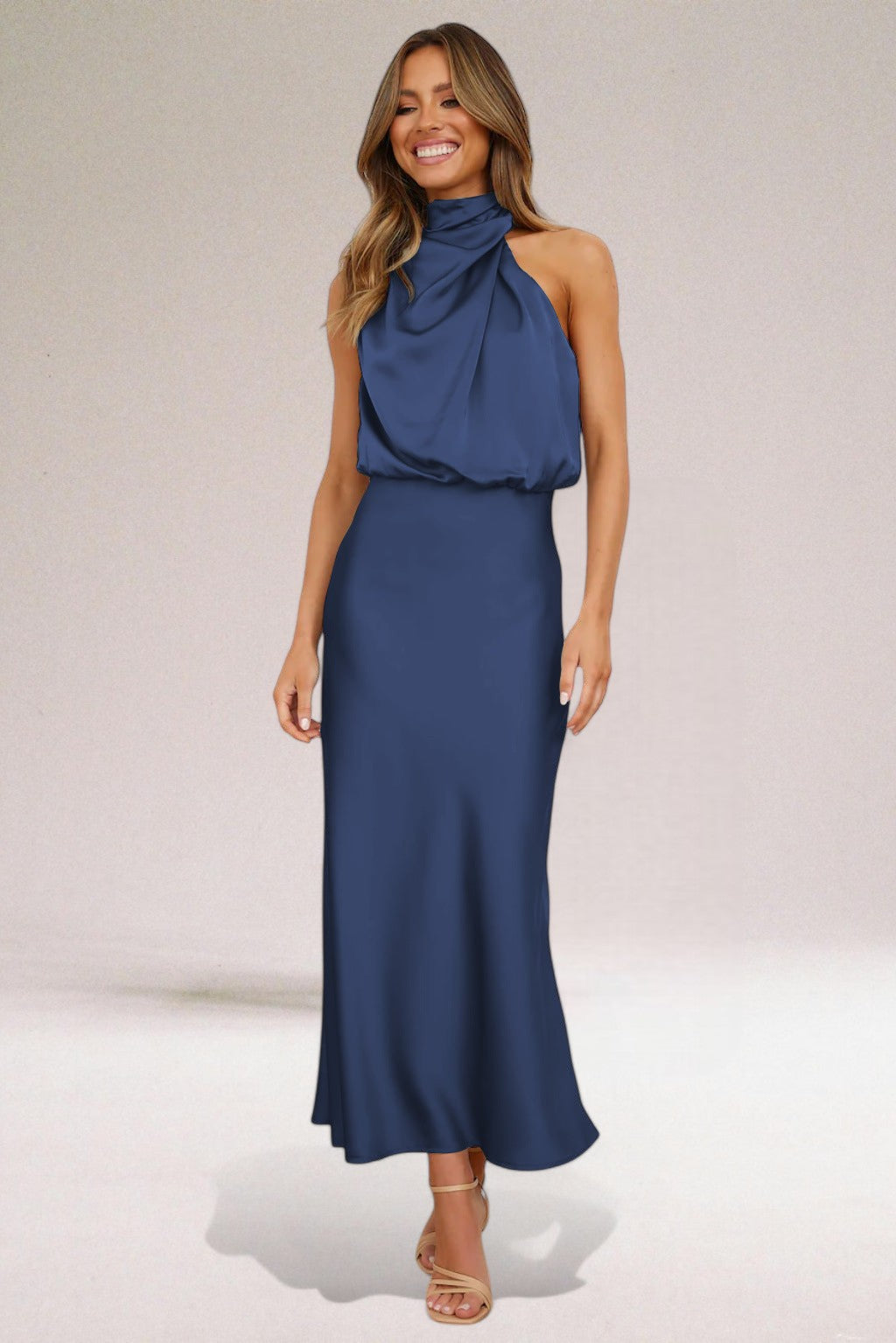 Kamila | Women’s Evening Satin Halter Neck Dress