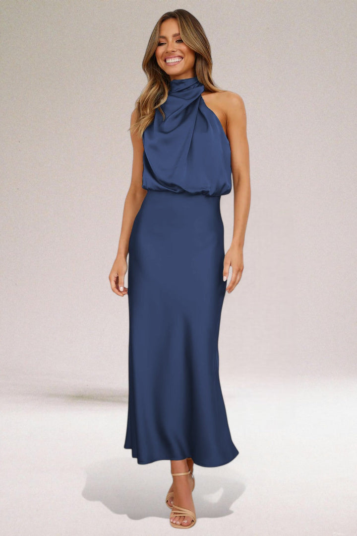 Kamila | Women’s Evening Satin Halter Neck Dress