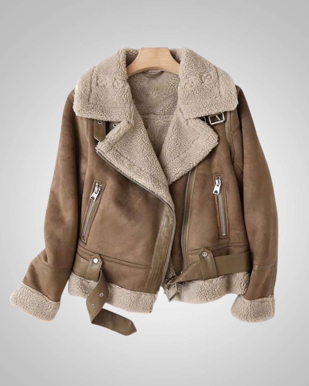Camila | Women's Leather Sherpa Biker Jacket