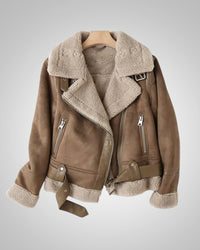 Camila | Women's Leather Sherpa Biker Jacket