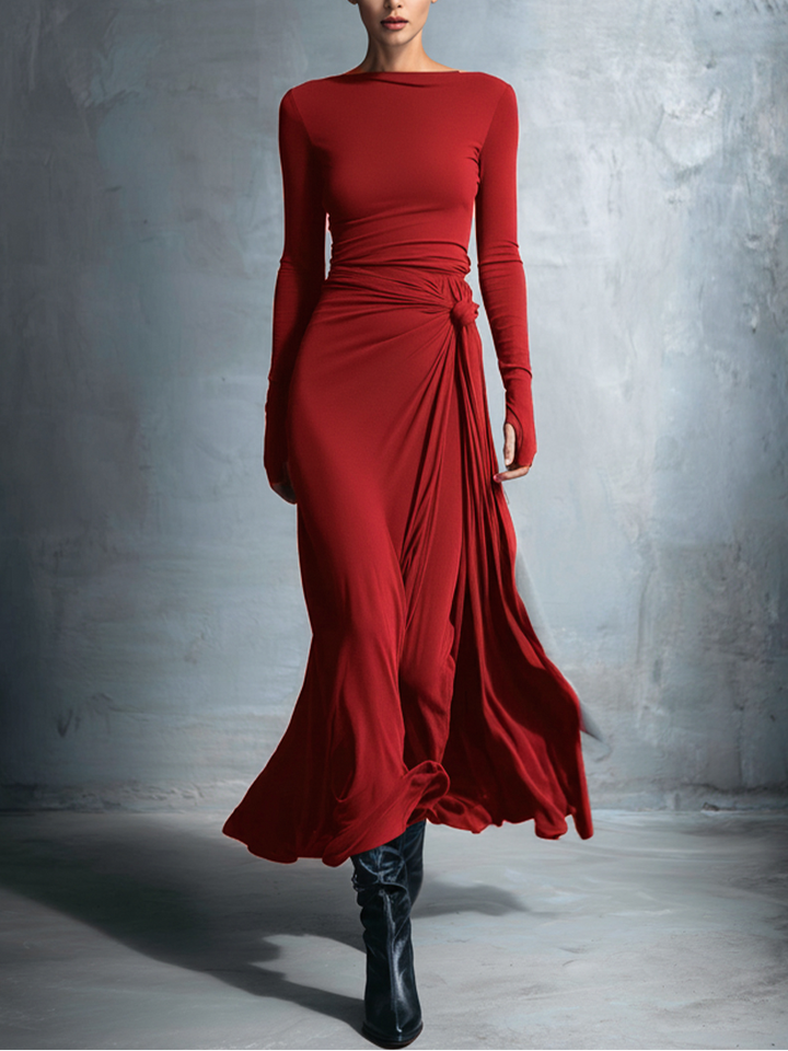 Fiona | Women’s Draped Long Sleeve Maxi Dress