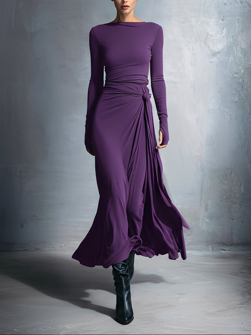 Fiona | Women’s Draped Long Sleeve Maxi Dress