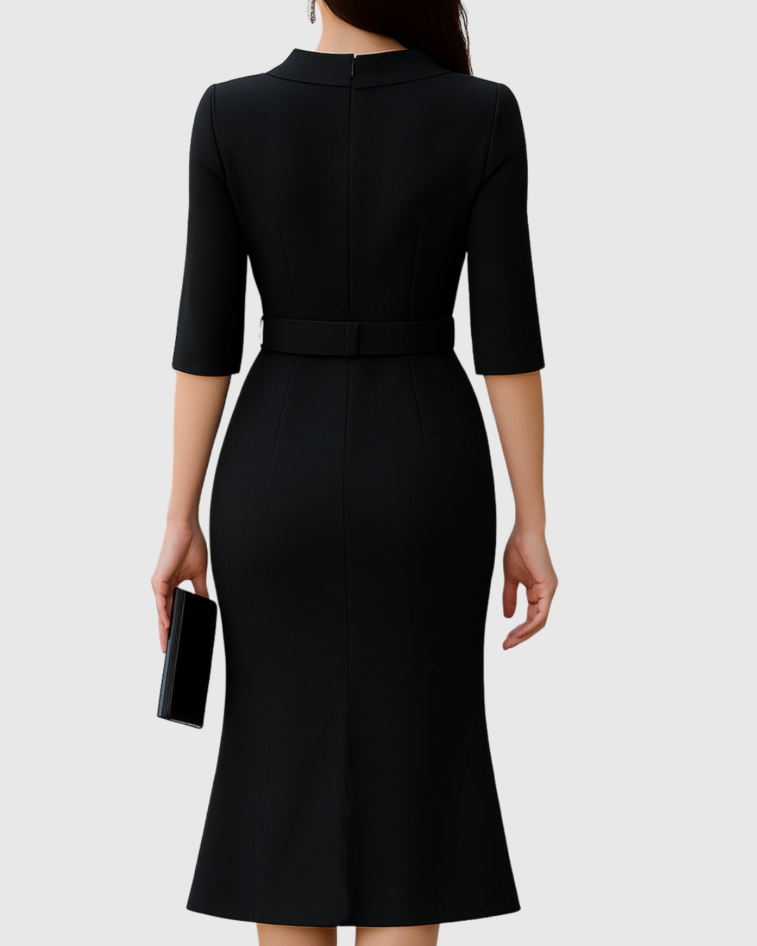 Nora | Women's Elegant Belted Waist Midi Dress