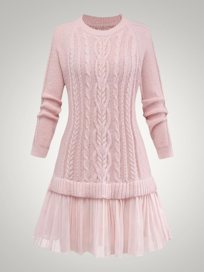 Olivia | Women's Cable Knit Pleated Mini jumper Dress