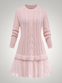 Olivia | Women's Cable Knit Pleated Mini jumper Dress