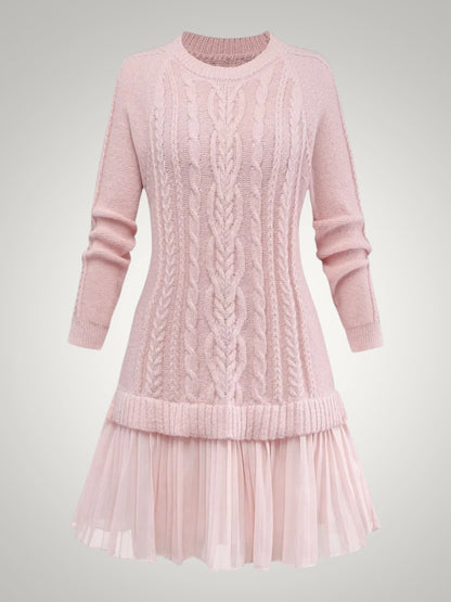 Olivia | Women's Cable Knit Pleated Mini jumper Dress