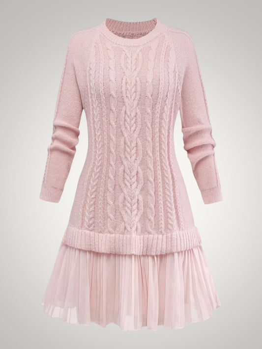 Olivia | Women's Cable Knit Pleated Mini jumper Dress