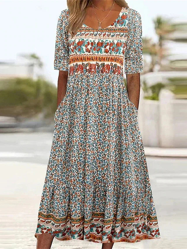 Ricarda | Women's Summer Printed Boho Midi Dress