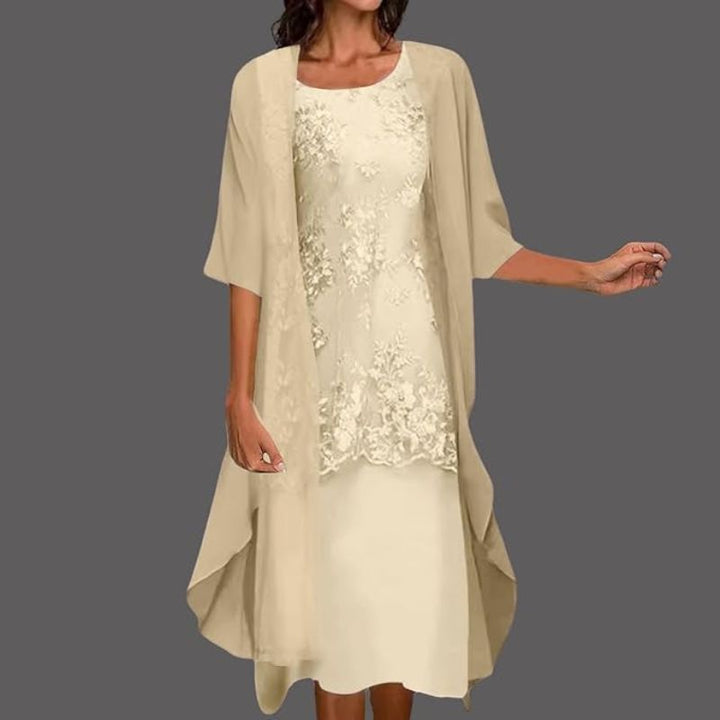 Karin | Women's Floral Lace Midi Dress & Cardigan Set