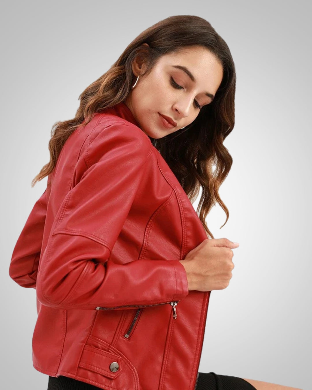 Claire | Women's Classic High Collar Leather Jacket