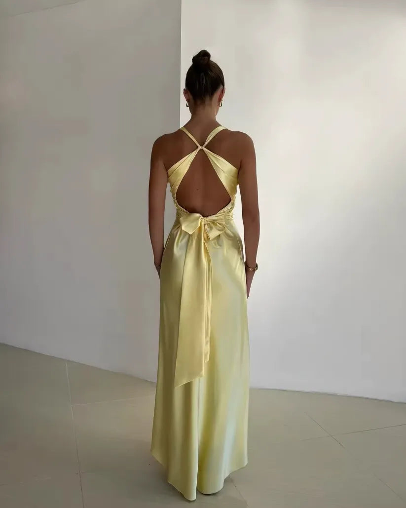 Fleur | Women's Satin V-neck Wedding Guest Dress