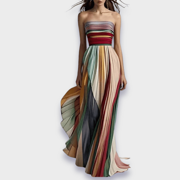 Echo | Women’s Strapless Pleated Summer Maxi Dress