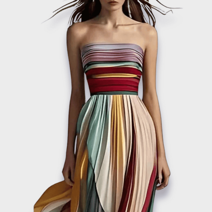 Echo | Women’s Strapless Pleated Summer Maxi Dress