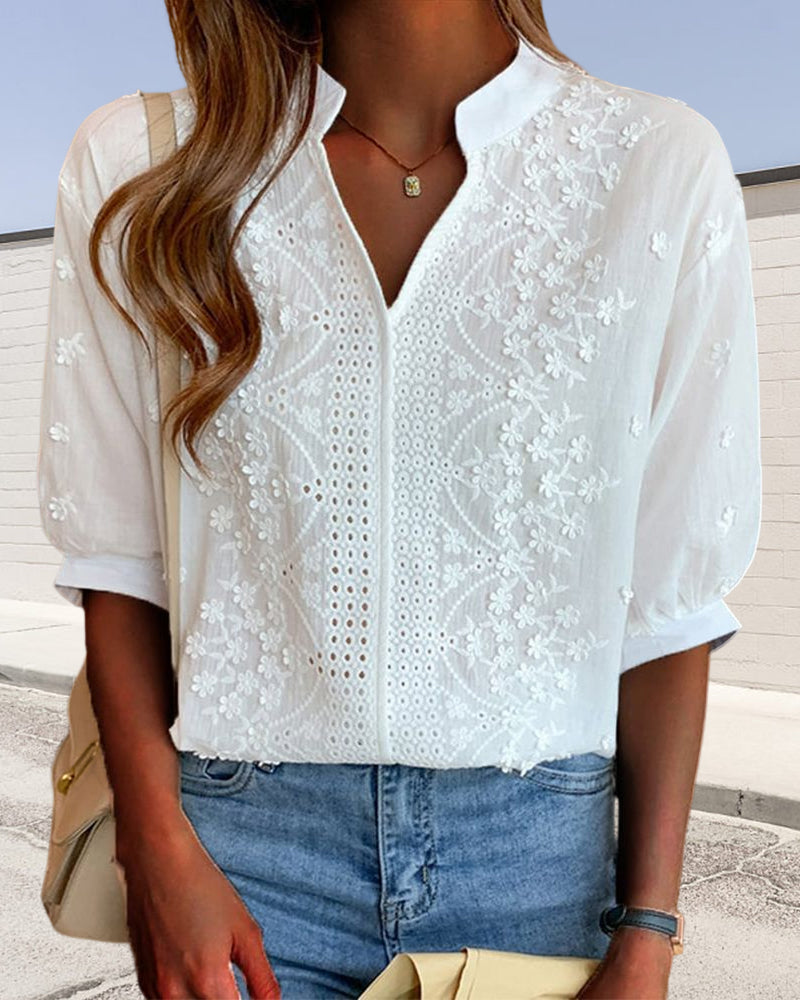 Melody | Women's Embroidered Short-Sleeve Summer Blouse