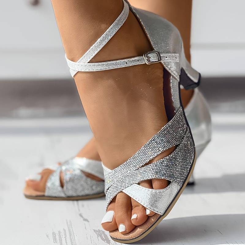 Stephanie | Women's Elegant Glitter Heel Sandals