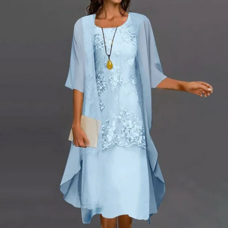 Karin | Women's Floral Lace Midi Dress & Cardigan Set