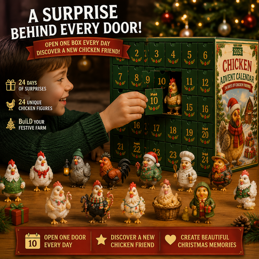 Chicken Advent Calendar with 24 Unique Festive Figures