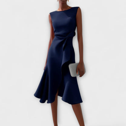 Emma | Women's Draped Asymmetric Midi Dress