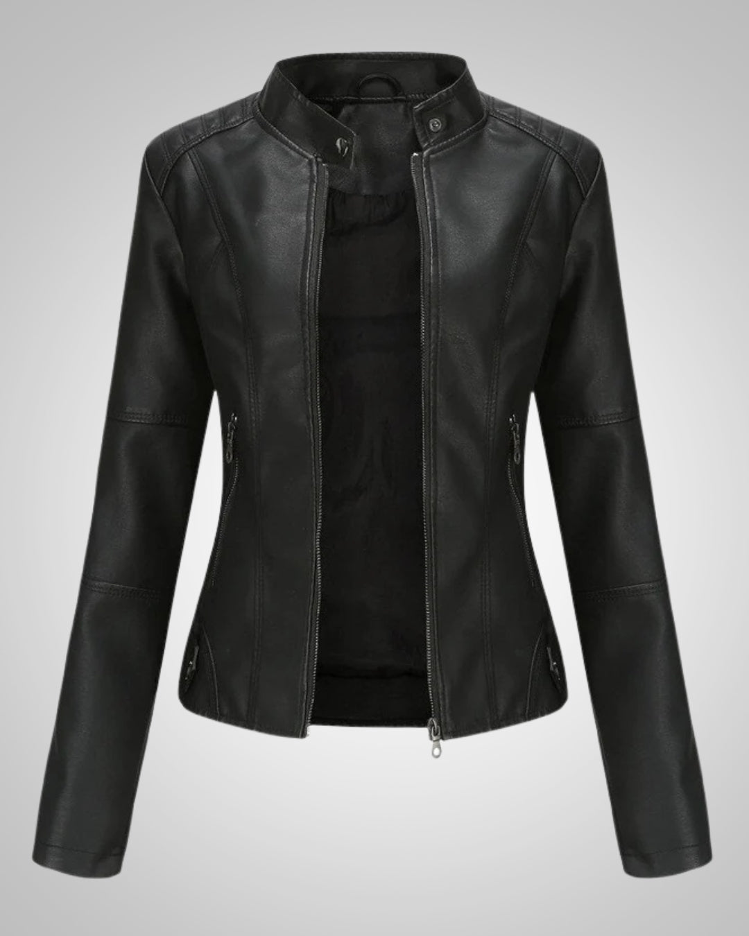 Claire | Women's Classic High Collar Leather Jacket
