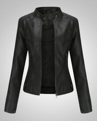Claire | Women's Classic High Collar Leather Jacket