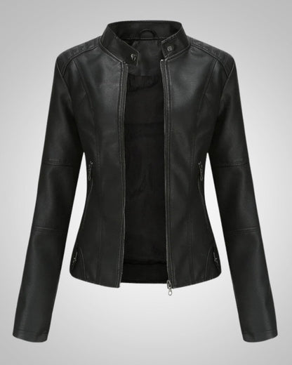 Claire | Women's Classic High Collar Leather Jacket
