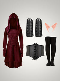 Scarlett | Women's 5 Piece Medieval Hooded Renaissance Halloween Costume