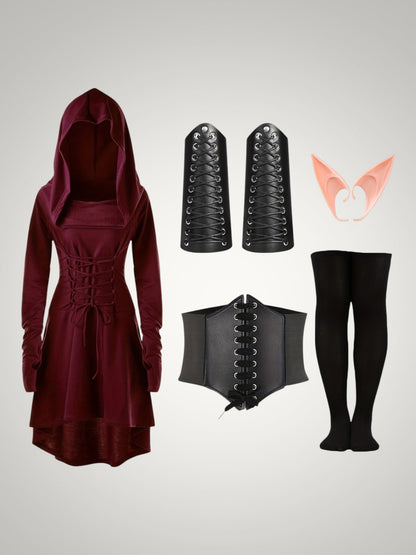 Scarlett | Women's 5 Piece Medieval Hooded Renaissance Halloween Costume