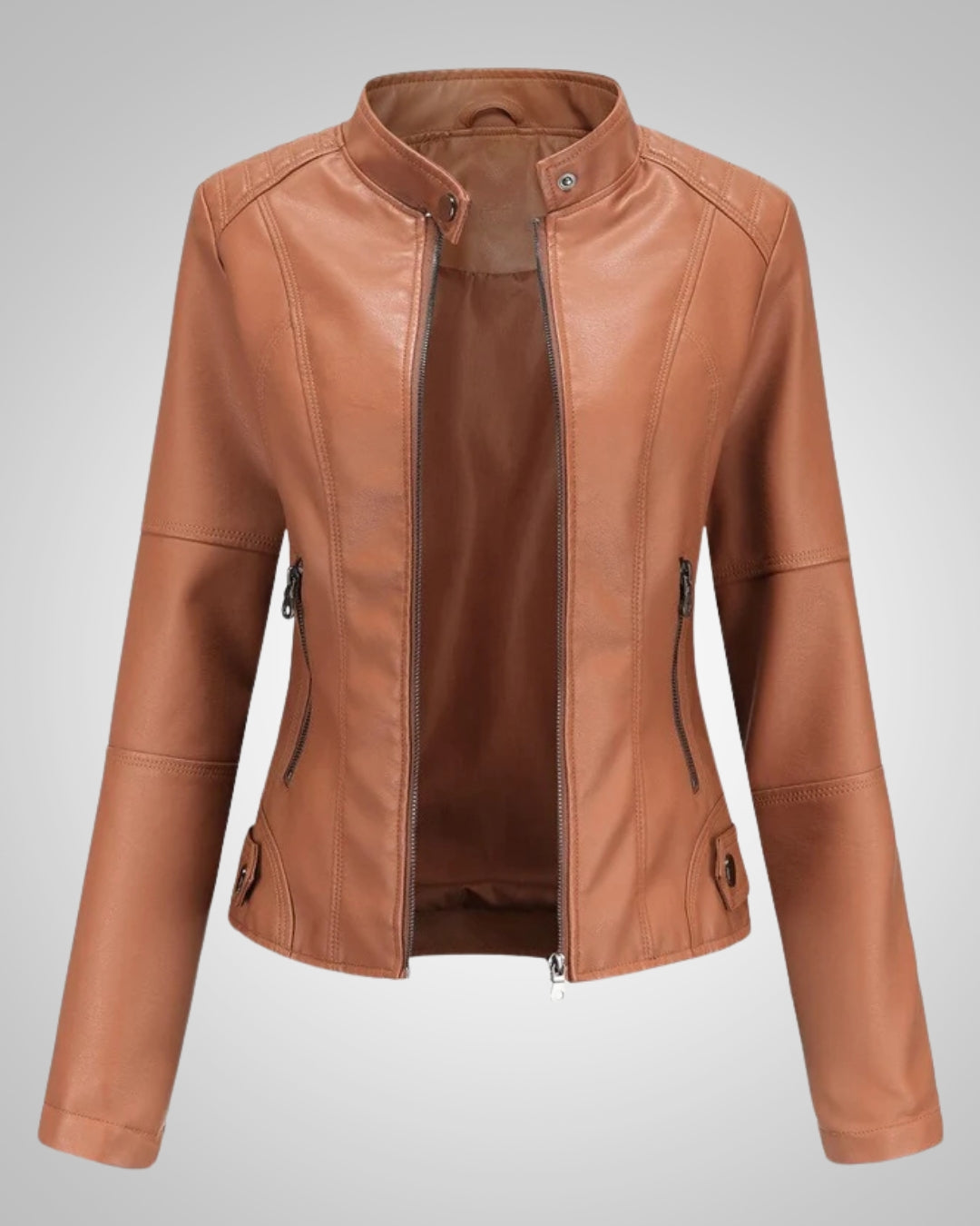 Claire | Women's Classic High Collar Leather Jacket
