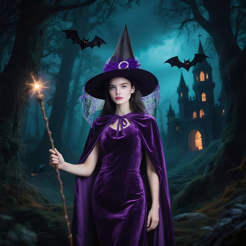 Imogen | Women's Long Halloween Costume Witch Cloak With Hat