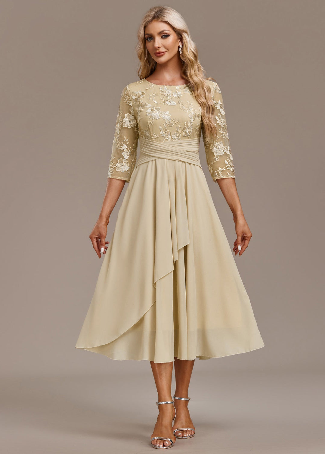 Cosima | Women's Summer Embroidered Chiffon Midi Dress