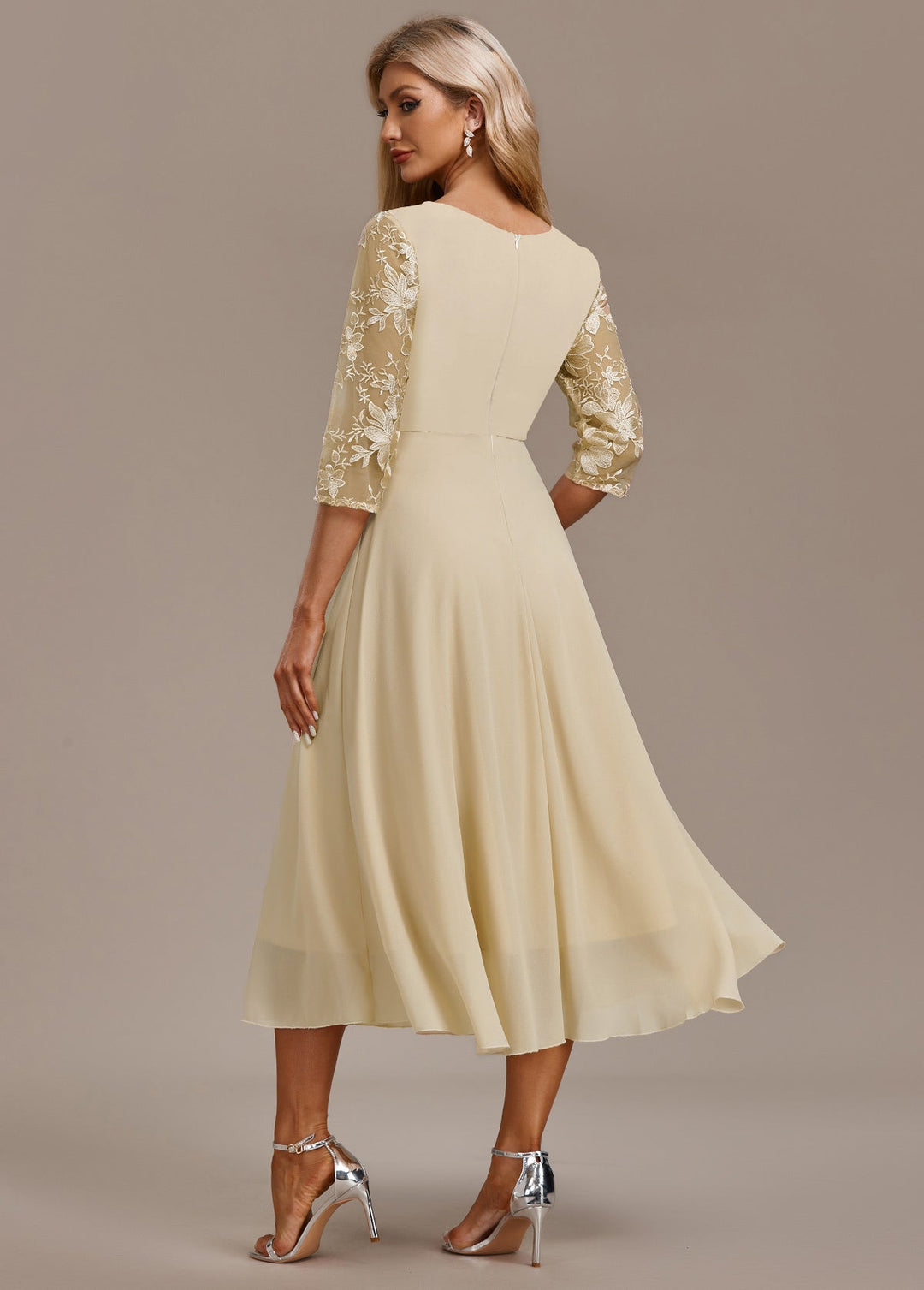 Cosima | Women's Summer Embroidered Chiffon Midi Dress