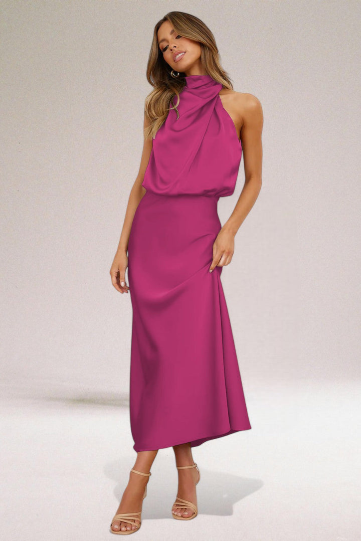 Kamila | Women’s Evening Satin Halter Neck Dress