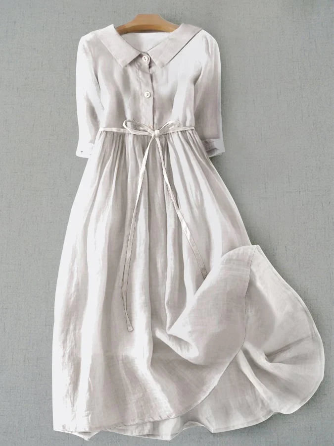Kendra | Women’s Linen Button Front Midi Dress