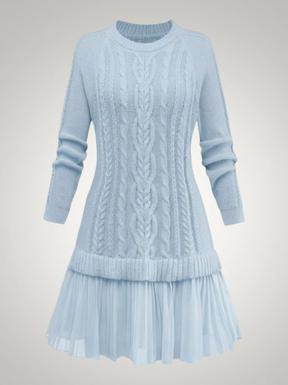 Olivia | Women's Cable Knit Pleated Mini jumper Dress