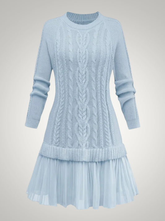 Olivia | Women's Cable Knit Pleated Mini jumper Dress