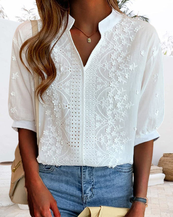 Melody | Women's Embroidered Short-Sleeve Summer Blouse
