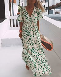 Tara | Women's Printed V-Neck Summer Maxi Dress