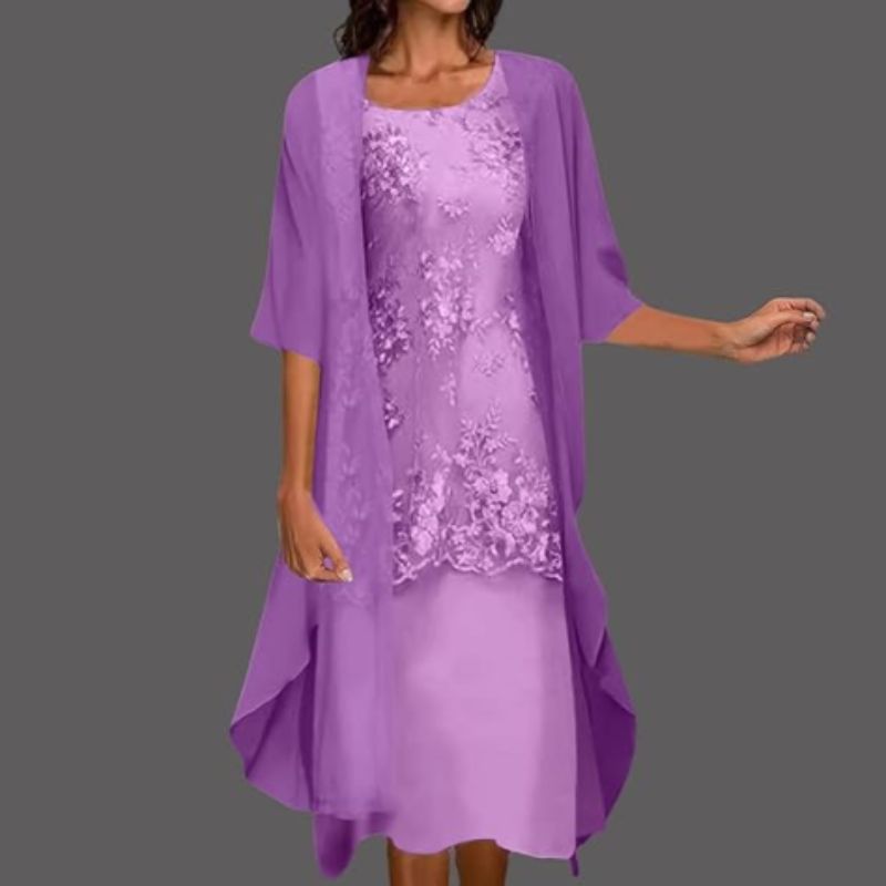 Karin | Women's Floral Lace Midi Dress & Cardigan Set