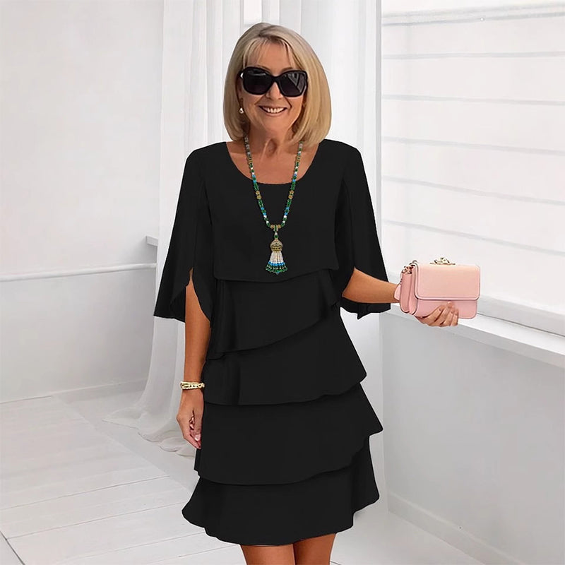 Danica | Women’s Casual Ruffle Tier Midi Dress
