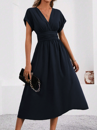 Sutton | Women's Draped V-neck Midi Dress